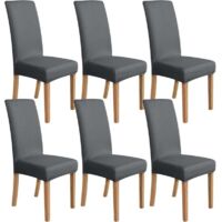 Set di 6 coprisedie elasticizzate per sedie da pranzo, 48x48x70 cm, grigio scuro