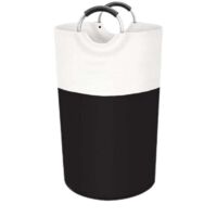 Cesto portabiancheria da 90 litri, cesto portabiancheria verticale, pieghevole, tessuto impermeabile con manici in alluminio protetti da schiuma, per studenti, dormitori e famiglie (nero)