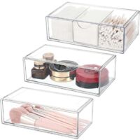 3 pezzi di organizer per trucco in acrilico, cassetti portaoggetti impilabili in acrilico per il bagno, trasparenti, per toletta, organizzazione e stoccaggio della casa