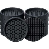 Confezione da 12 sottobicchieri rotondi da 5 cm per mobili in legno duro, protezioni antiscivolo per tazze, letti, divani, fermamobili per evitare scivolamenti (nero)