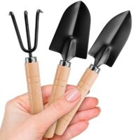 Mini attrezzi da giardinaggio - Set di 3 attrezzi per piante da interno, piccoli attrezzi da giardinaggio per interni, piccola pala da giardino, rastrello