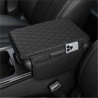 Rivestimento per console centrale migliorato, bracciolo in microfibra con 2 tasche portaoggetti, accessori interni per la maggior parte dei veicoli (nero)