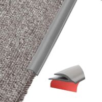 Striscia di soglia adesiva per bordatura di moquette, strisce di finitura in PVC tagliabili per piastrelle di moquette, profilo di transizione per moquette e pavimenti (grigio)
