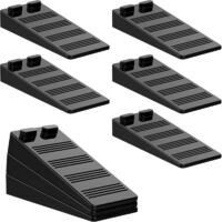 8 cunei per porte in gomma morbida nera, regolabili in altezza, antiscivolo, atossici e inodori, per porte e pavimenti di vari materiali.