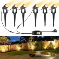 Faretto LED per esterni, illuminazione da giardino bianco caldo 3000K, faretto per esterni impermeabile IP67, lampada da giardino con adattatore 23m 27V, faretto LED per esterni per giardino, cortile,