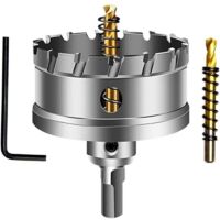 Sega a tazza in carburo di tungsteno da 60 mm, punta per sega a tazza TCT con 2 punte pilota placcate in titanio per acciaio inossidabile, lamiera, metallo