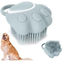 Spazzola da bagno per cani e gatti, spazzola da bagno per cani, con dispenser per shampoo e spazzola massaggiante per cuccioli, effetto massaggio, rimuove peli morti, sporco e polvere