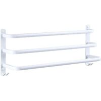 Portasciugamani da parete per bagno con ganci (bianco, 50 cm)