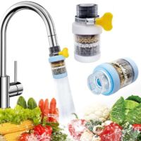 Set di 2 filtri per l'acqua del rubinetto della cucina, filtro a carbone attivo, rimuove cloro, fluoro, metalli pesanti, addolcisce l'acqua dura, per cucina e bagno