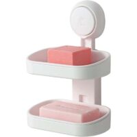 Portasapone doppio per bagno, portasapone da 3 kg per doccia, montaggio a parete, non necessita di foratura - Bianco