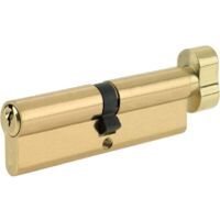 Serratura a cilindro europeo in ottone da 80 mm, cilindro, pomolo girevole con 2 chiavi standard, antiscasso, antiurto e antitrapano, elevata sicurezza per porte in PVC, legno e materiali compositi.