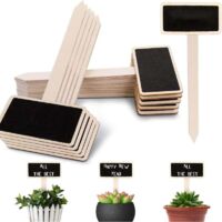 30 etichette nere in legno per piante, pennarello nero per lavagna, picchetti da giardino in legno a T per verdure, semi, erbe aromatiche, fiori da giardino, rettangolari