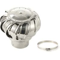Estrattore di fumo rotante in acciaio inox alimentato a vento Cappello del camino da 110 mm Griglia di estrazione rotante Cappello del camino Estrattore di fumo rotante per stufa