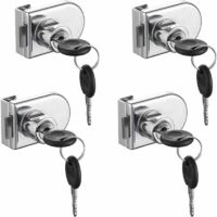 Serratura per porta in vetro, cromata, antiruggine. Serratura di sicurezza ad alta precisione, facile da installare senza forare, adatta per porte in vetro da 5-8 mm senza forare (4 pezzi con 8 chiavi