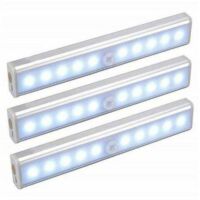 Set di 3 lampade a LED, senza fili, ricaricabili tramite USB, magnetiche, con sensore di movimento, portatili