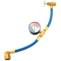 Kit tubo flessibile di ricarica del refrigerante per aria condizionata R134A con valvola autosigillante da 1/2" e tubo flessibile di ricarica con manometro, compatibile con il refrigerante per aria co