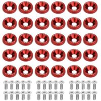 30 paia di rondelle in alluminio anodizzato M6 e viti in acciaio inossidabile M620mm, rondelle per carenatura in alluminio anodizzato, rondelle per paraurti per parafango auto (rosso)