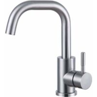 Rubinetto per bagno, rubinetto per lavabo girevole a 360°, rubinetto per lavabo a L con beccuccio alto, rubinetto per lavabo facile da montare per bagno senza cucina, spazzolato