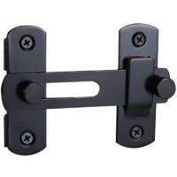 Confezione da 2 serrature per porta del fienile, chiusura scorrevole a 180 gradi per porta del fienile, porta scorrevole, porta per animali domestici, garage, bagno, finestra, esterno (nero)