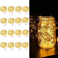 Pack of 16 10ft 30 LED Battery Operated String Lights, Silver Wire Warm White Weddings, Party Centerpieces, Table Decorations DIY Crafts, Christmas, Father's Day (Mason Jar Not Included)