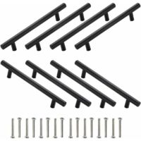 Ensemble de 8 pièces comprenant poignées, boutons de tiroir, tirettes et poignées de meubles noirs.