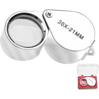 Loupe de bijouterie 30x, avec étui, idéale pour la lecture, les livres, les journaux, l'observation des insectes, les loisirs, etc. (Grossissement 30x)