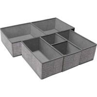 Organisateur de tiroir à sous-vêtements pliable, séparateur de garde-robe, boîte de rangement pour vêtements et chaussettes (6 compartiments, gris)