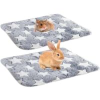 Lot de deux lits moelleux pour hamsters, adaptés aux hamsters, lapins, cochons d'Inde et chinchillas – 34 x 28 cm, gris