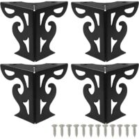 Ensemble de quatre pieds de meubles creux de 7,6 cm (3 pouces), pieds de canapé en métal noir, pieds de canapé triangulaires modernes, pieds de meubles en métal, adaptés aux armoires, tables, biblioth