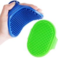 Lot de 2 brosses de toilettage pour chiens, brosses de bain en silicone souple de haute qualité avec manches réglables, convenant aux chiens et chats à poils longs, à poils courts et à poils mouillés.