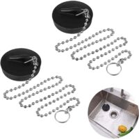 Bouchon de vidange monobloc avec chaîne en acier inoxydable et crochet en S, adapté aux baignoires, éviers, salles de bains, cuisines et maisons (tailles 42 mm à 45 mm, longueur de chaîne 40 cm).