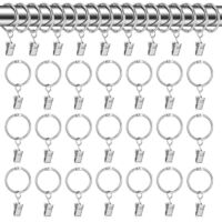 Anneaux de rideaux, 30 anneaux de rideaux à pinces, anneaux de rideaux à pinces de 32 mm, crochets de rideaux argentés, anneaux de tringle à rideaux, crochets de rideaux à pinces en métal, crochets de