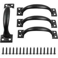 Lot de 4 poignées de porte de grange vintage de 138 mm, poignées de porte de tiroir de meuble en métal - Noir