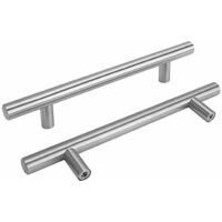 Juego de 15 tiradores para armarios de cocina de 128 mm - LS201BSS128 Tirador para puerta de cocina Tirador para armario de cocina en acero inoxidable y níquel cepillado Distancia entre centros 128 mm