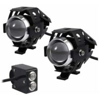 2 faros delanteros LED adicionales para motocicleta de 15 W, antiniebla, proyector LED de 3000 LM, U5, resistentes al agua, 12-24 V, para motocicleta, quad, scooter, con interruptor.