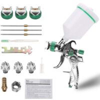 Pistola professionale per verniciatura HVLP/lacca. Kit pistola a spruzzo ad aria compressa ad alta pressione. Effetto nebbia. Economica e potente. Ugelli da 1,4 mm/1,7 mm/2,0 mm.