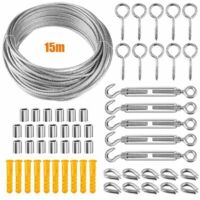 Alambre de acero inoxidable 304, kit de cable de acero inoxidable, kit de cuerda de alambre, tensor de cable de acero inoxidable de 2 mm, soporte para plantas trepadoras, tendedero, tensor para tended