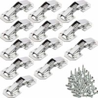 12 bisagras para puertas de armario, bisagras para puertas de cocina, bisagras de 90° para muebles, bisagras invisibles, tornillos compatibles, aptas para puertas de armarios y puertas de oficina.