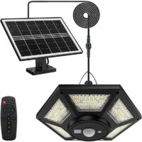 180 LED-Solarleuchte für drinnen und draußen, 1000 lm, Hängelampe, Solarleuchte für draußen, 5 Modi, Beleuchtungsset mit Fernbedienung, IP65, wasserdicht, für Zuhause, Garten, Schuppen, Pergola, Garag
