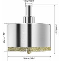 Sierra de corona de diamante de 68 mm, broca de diamante con guía central, sierra de corona para azulejos con revestimiento de diamante para cortar vidrio, azulejos, cerámica, mármol y piedra caliza.