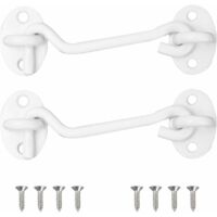 2er Set Sturmhaken (100 mm, weiß), Bolatus Edelstahl mit Öse, für Tür, Garage, Fenster, Kabine, Tor