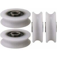 LARGEIGHT 4 Stück 4 x 20 x 6,5 x 7,4 mm, weißer Innendurchmesser, 4 mm, U-Nut, Nylon-Riemenscheibe für Schiebetür, LARGEIGHT