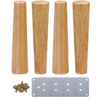 patas de madera maciza de 15 cm para muebles, mesas, camas, armarios, con placas de montaje y tornillos.