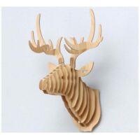 3D-Wandbehang, Hirschkopf-Skulptur, Wanddekoration, Eingangsbereich, Flur, hölzerne Elchkopf-Dekoration, Tierkopf, Wandbehang, Eingangsbereich, Wanddekoration, 29,6 21,2 38 cm, Holzfarbe, 1 Stück