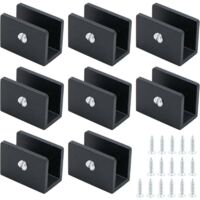 Glasklemmen für Glas, 8 Stück, eckig, Edelstahl, für 8-10 mm plane Flächen, für plane Flächen und Spiegel, schwarz
