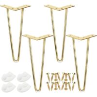 Tischbeine, Möbelbeine 30 cm mit Schrauben, goldenes Haarnadel-Tischbein aus Metall, 2-Stangen-Haarnadelbein aus Metall für kleinen Couchtisch, IKEA-Schließfach, Kleiderschrank