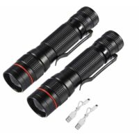 Linternas LED tácticas recargables, de alta luminosidad y súper brillantes, mini linterna de bolsillo, 3 modos, portátil (paquete de 2) (negra)
