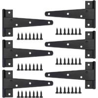 Heavy Door Hinge, 6 Inch Door Hinge, Black T Hinge, Stainless Steel Flat Hinge, Iron Door Hinges, Heavy Duty Hinges for Doors, Windows, Sheds