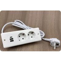 Prise encastrable pour bureau avec ports USB A et USB-C (Power Delivery 20 W), prise encastrable pour plan de travail, multiprise encastrable pour table, câble de 1,7 m pour cuisine et bureau, meubles