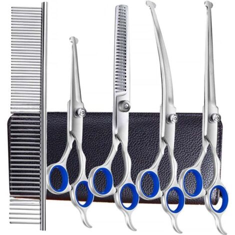 Professionelle 6-in-1-Sicherheitsschere aus 4CR-Edelstahl für Hunde, Katzen und andere Tiere